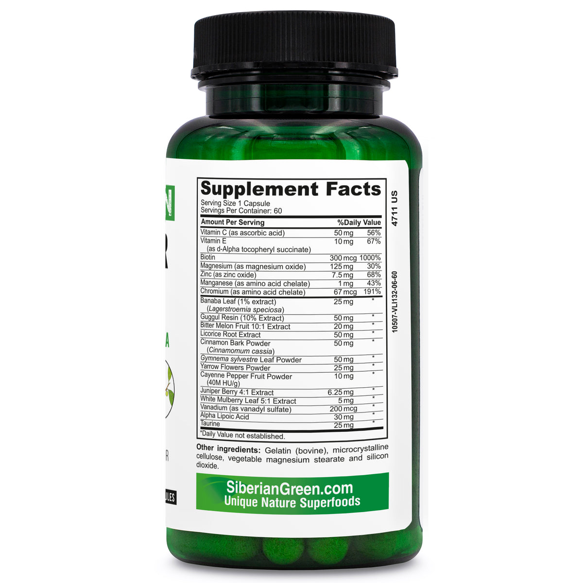 Support à base de plantes pour la glycémie verte de Sibérie – Réglisse Yarrow Guggul – 60 capsules – Formule traditionnelle sibérienne