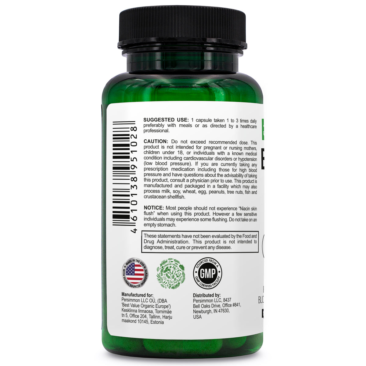 Soutien à base de plantes pour la pression artérielle verte de Sibérie - Aubépine, Hibiscus, Ail - 60 Capsules