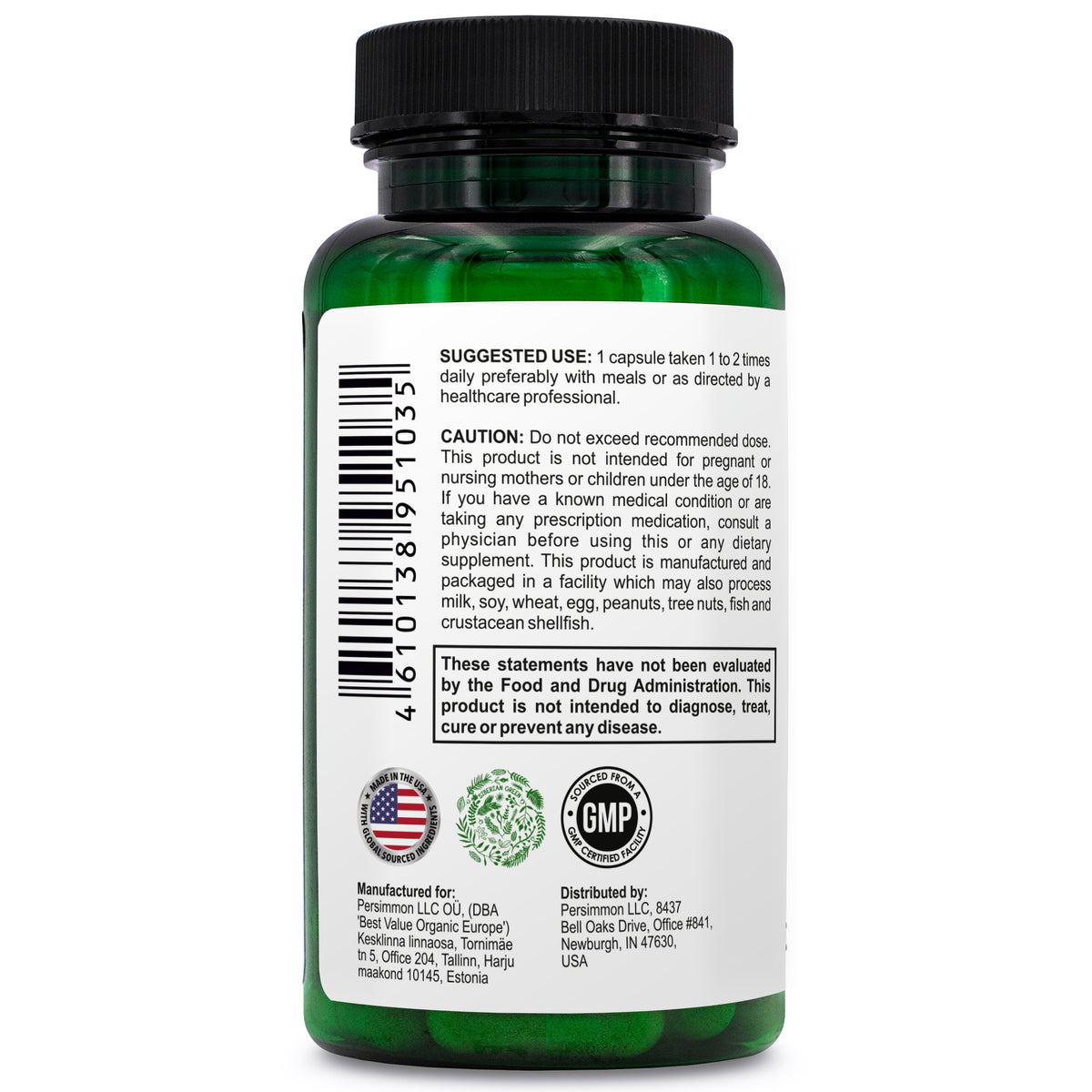 Vert de Sibérie 5 Champignons Crinière de Lion Chaga Shiitake Maitake Reishi - 60 Capsules - Formule Sibérienne - Système Immunitaire, Énergie, Mémoire