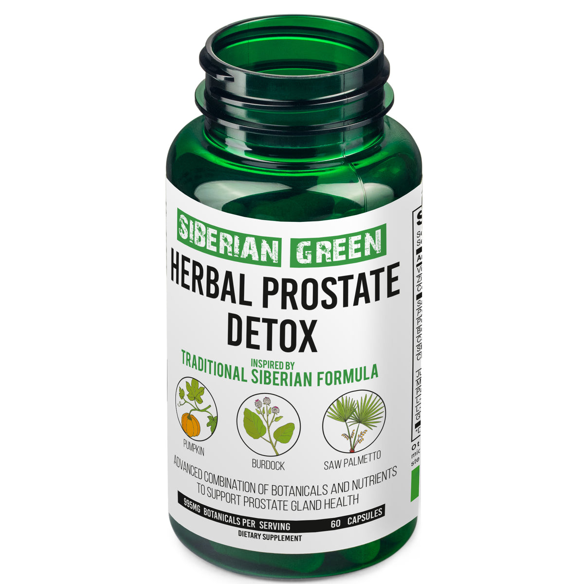 Détox de la prostate à base de plantes vertes de Sibérie 60 gélules – Saw Palmetto Bardane Citrouille Formule traditionnelle sibérienne
