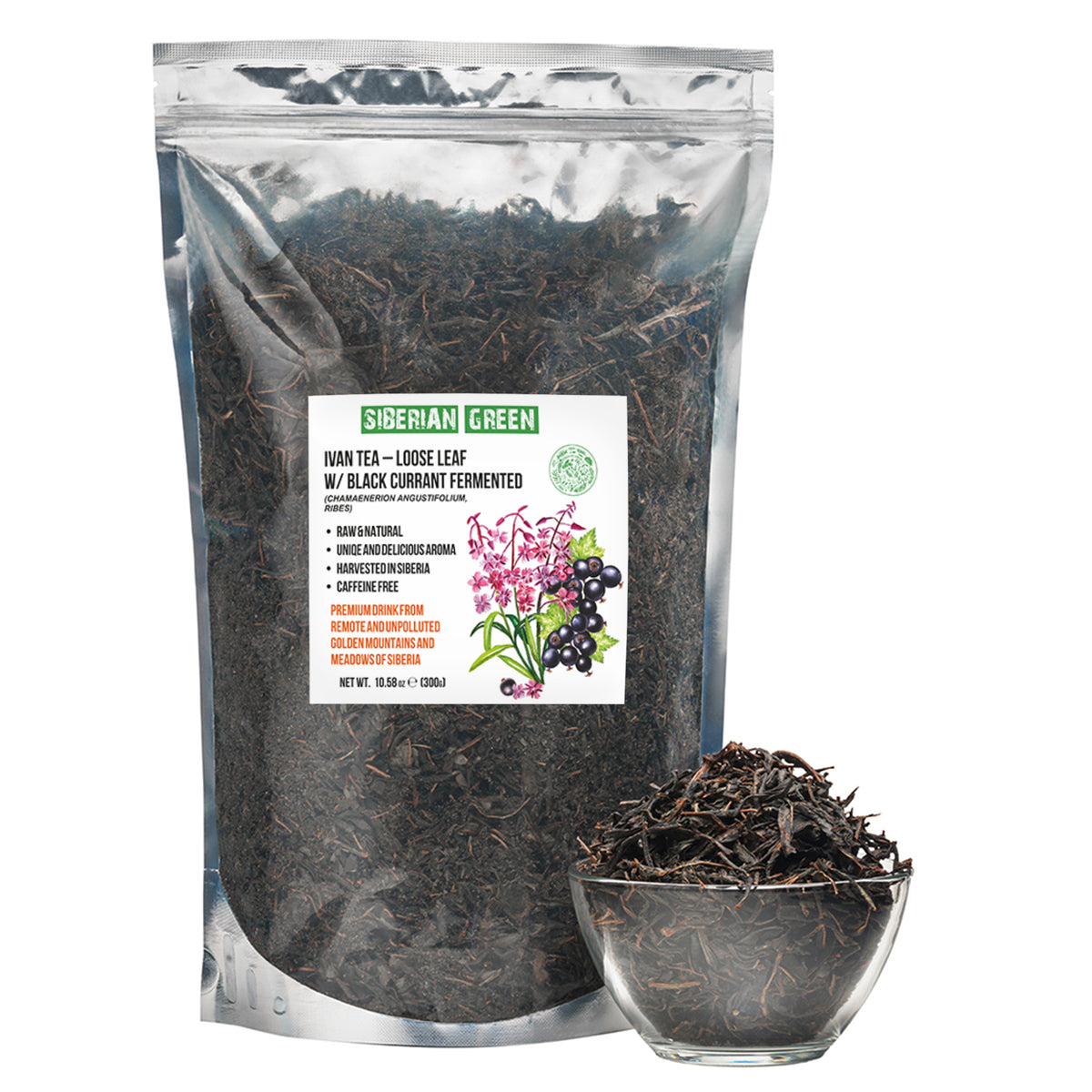 Siberian Fermented Loose Leaf Tea – Ivan Tea with Black Currant – 300g
