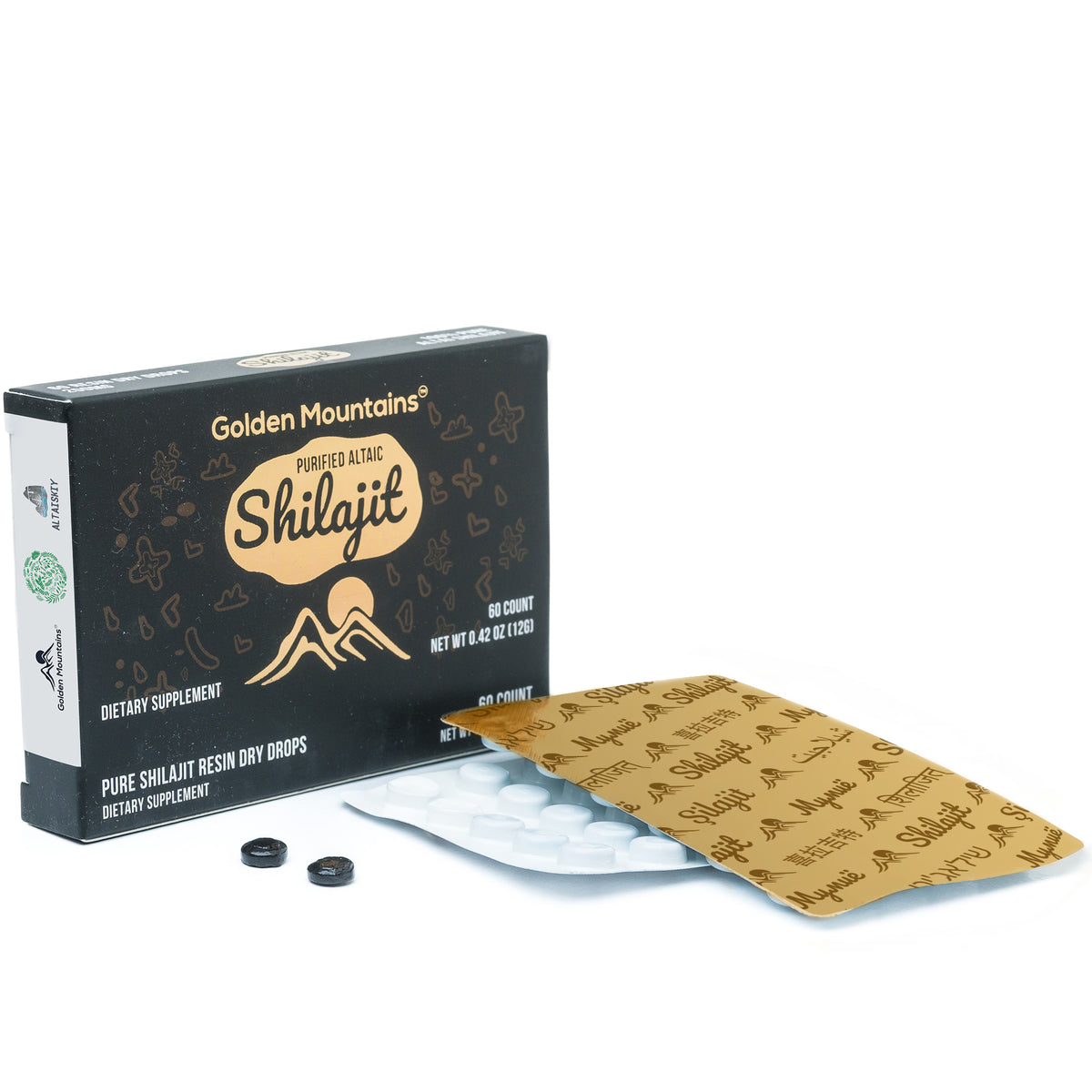 Shilajit 60 gouttes sèches Altaï "Montagnes dorées" vert sibérien