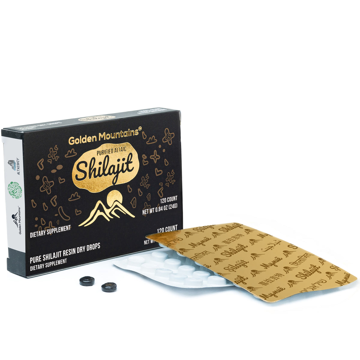 Golden Mountains Shilajit Dry Drops – 120 Tablets