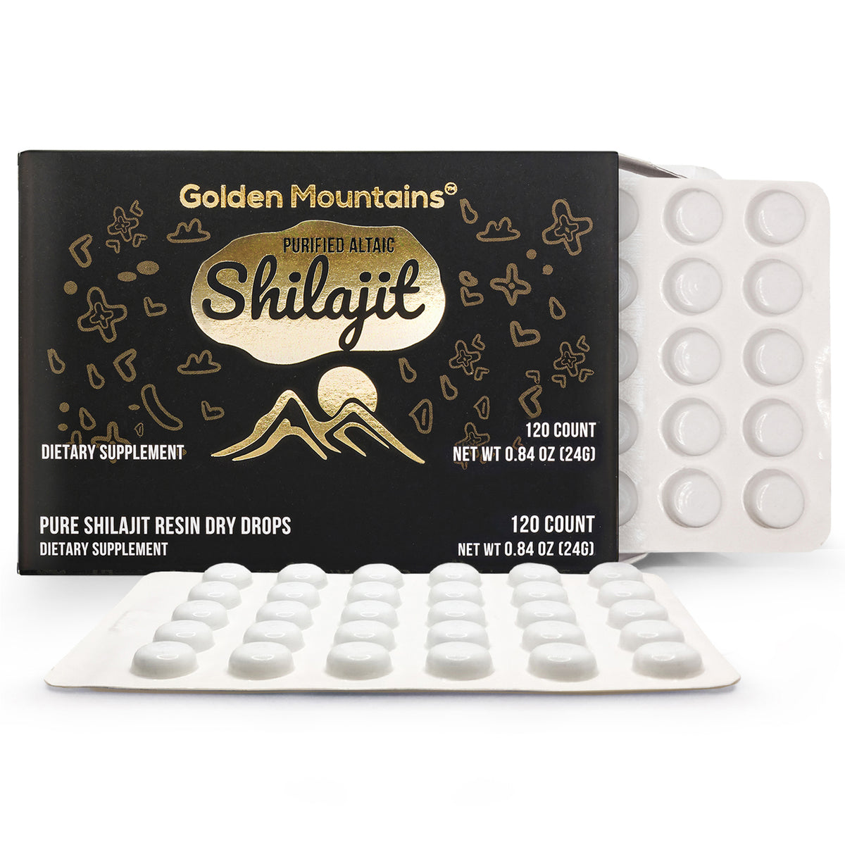 Golden Mountains Shilajit Dry Drops – 120 Tablets