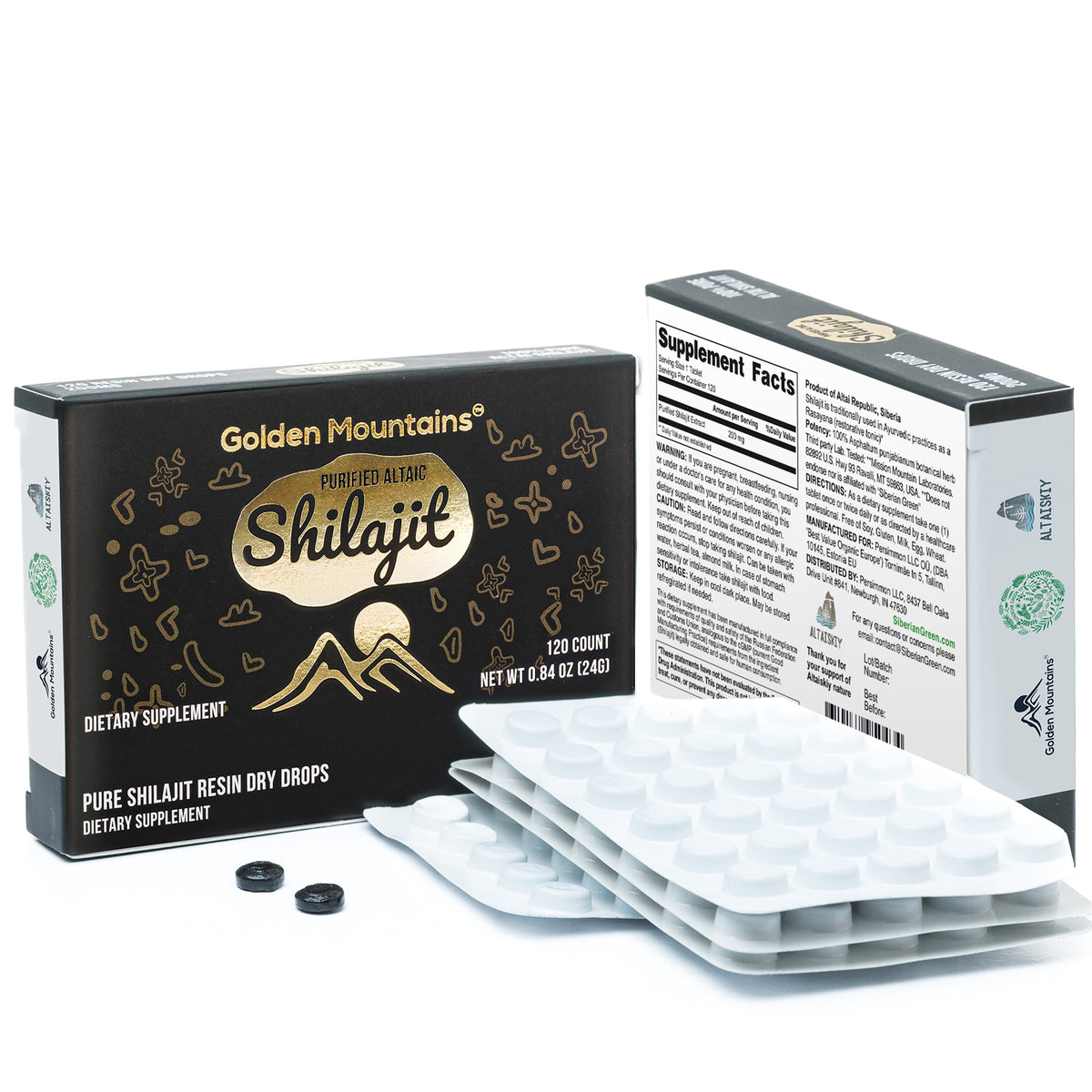 Golden Mountains Shilajit Dry Drops – 120 Tablets