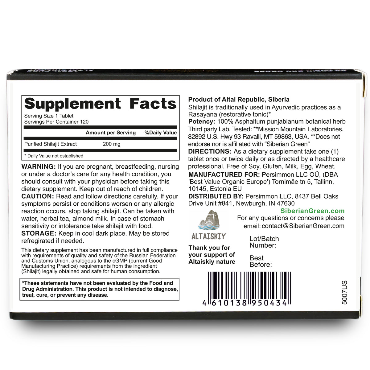 Golden Mountains Shilajit Dry Drops – 120 Tablets