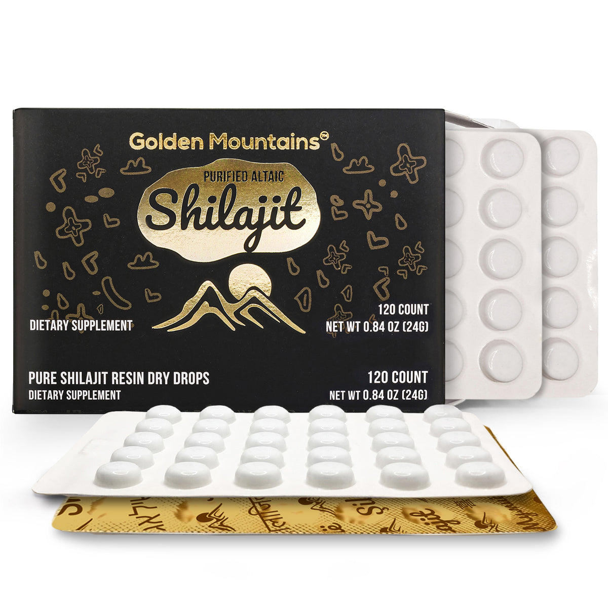 Golden Mountains Shilajit Dry Drops – 120 Tablets