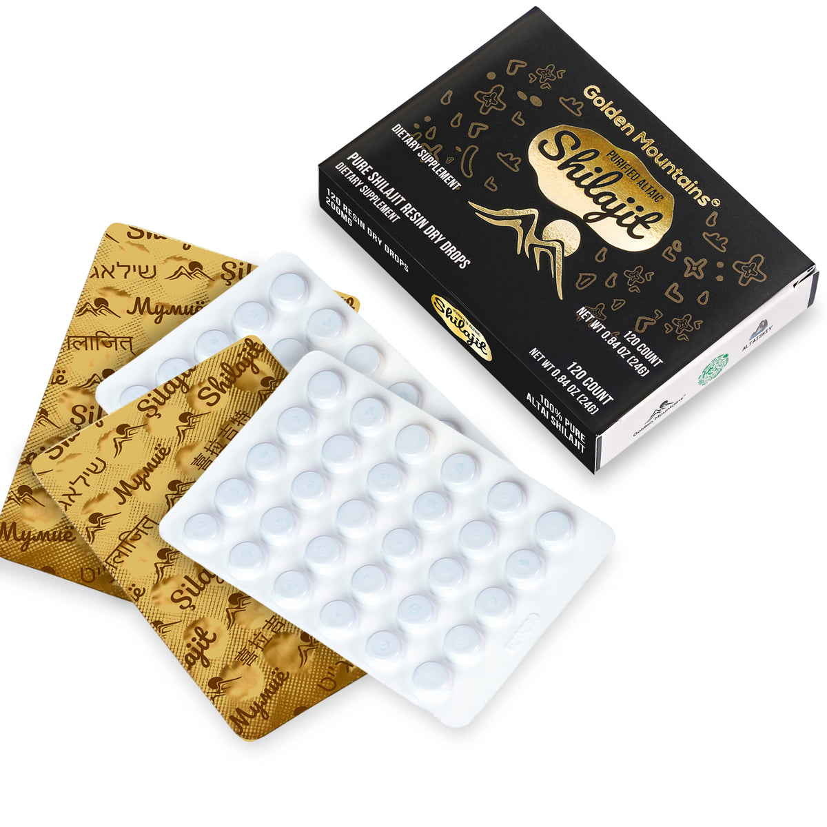 Golden Mountains Shilajit Dry Drops – 120 Tablets
