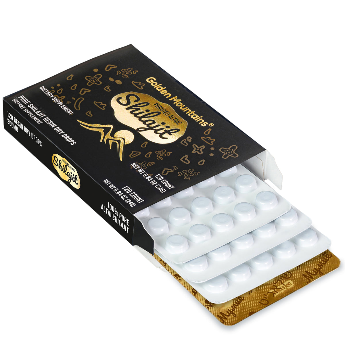 Golden Mountains Shilajit Dry Drops – 120 Tablets