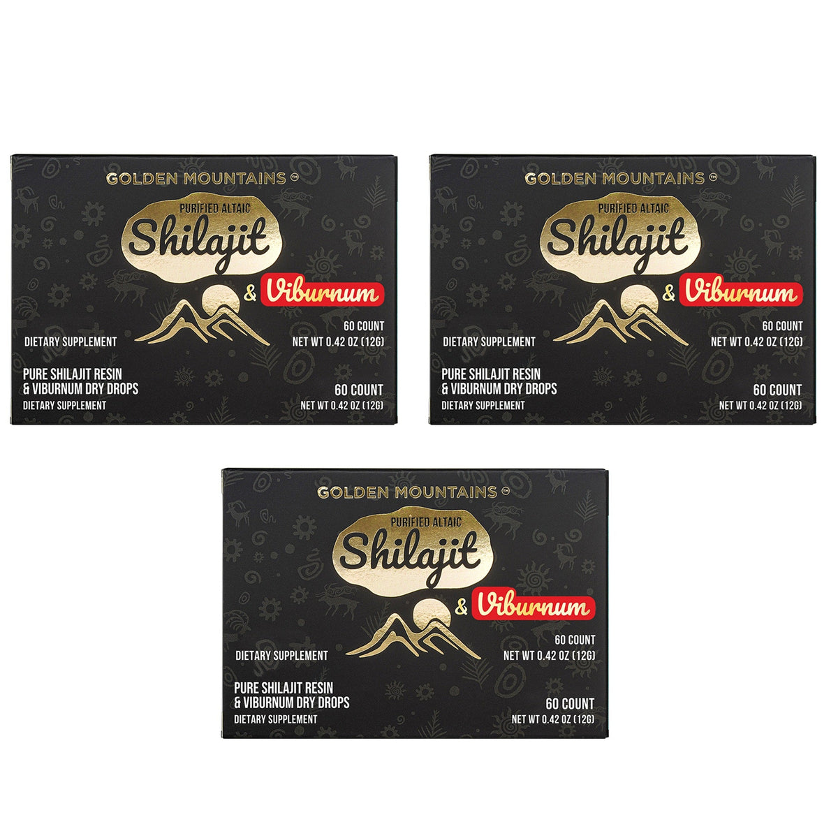 Siberian Green Pure Altai Shilajit Resin w Viburnum Berries Extract – 180 Dry Drops (3-Pack)