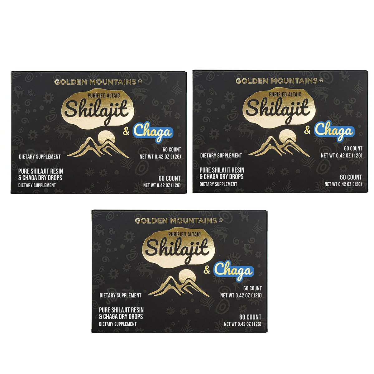 Siberian Green Pure Altai Shilajit Resin w Chaga Birch Extract – 180 Dry Drops (3-Pack)