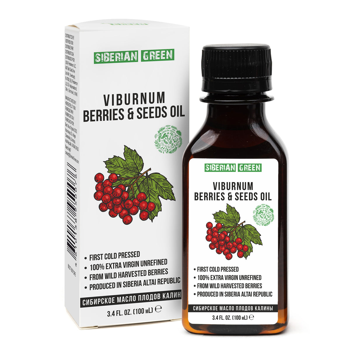 Siberian Viburnum Snowball Oil | Extra Virgin Cold Pressed 100 ml / 3.4 fl oz |Premium Carotenoids