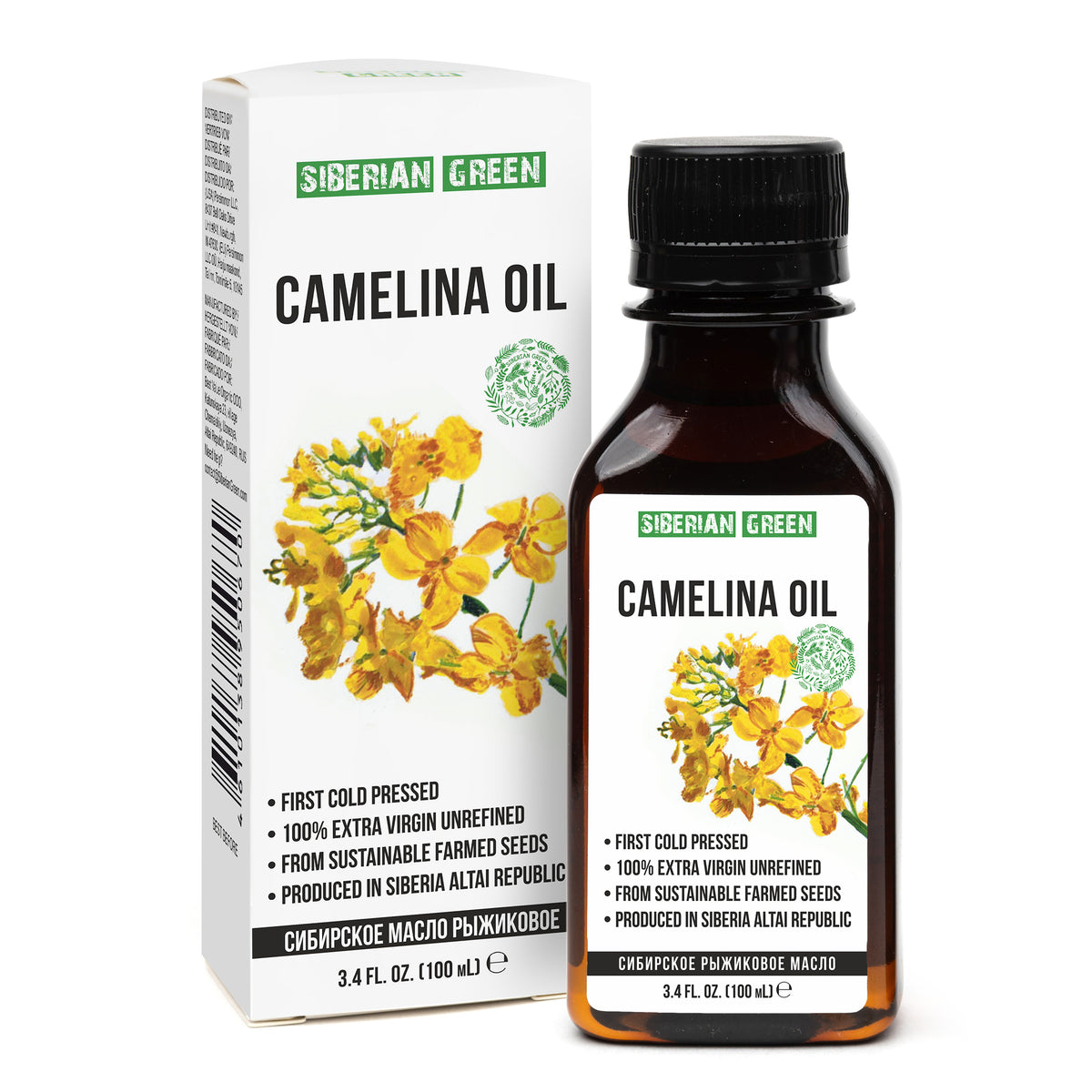 Huile de caméline de Sibérie | Extra Vierge Pressée à Froid 100 ml / 3,4 fl oz | Omega-3 Premium