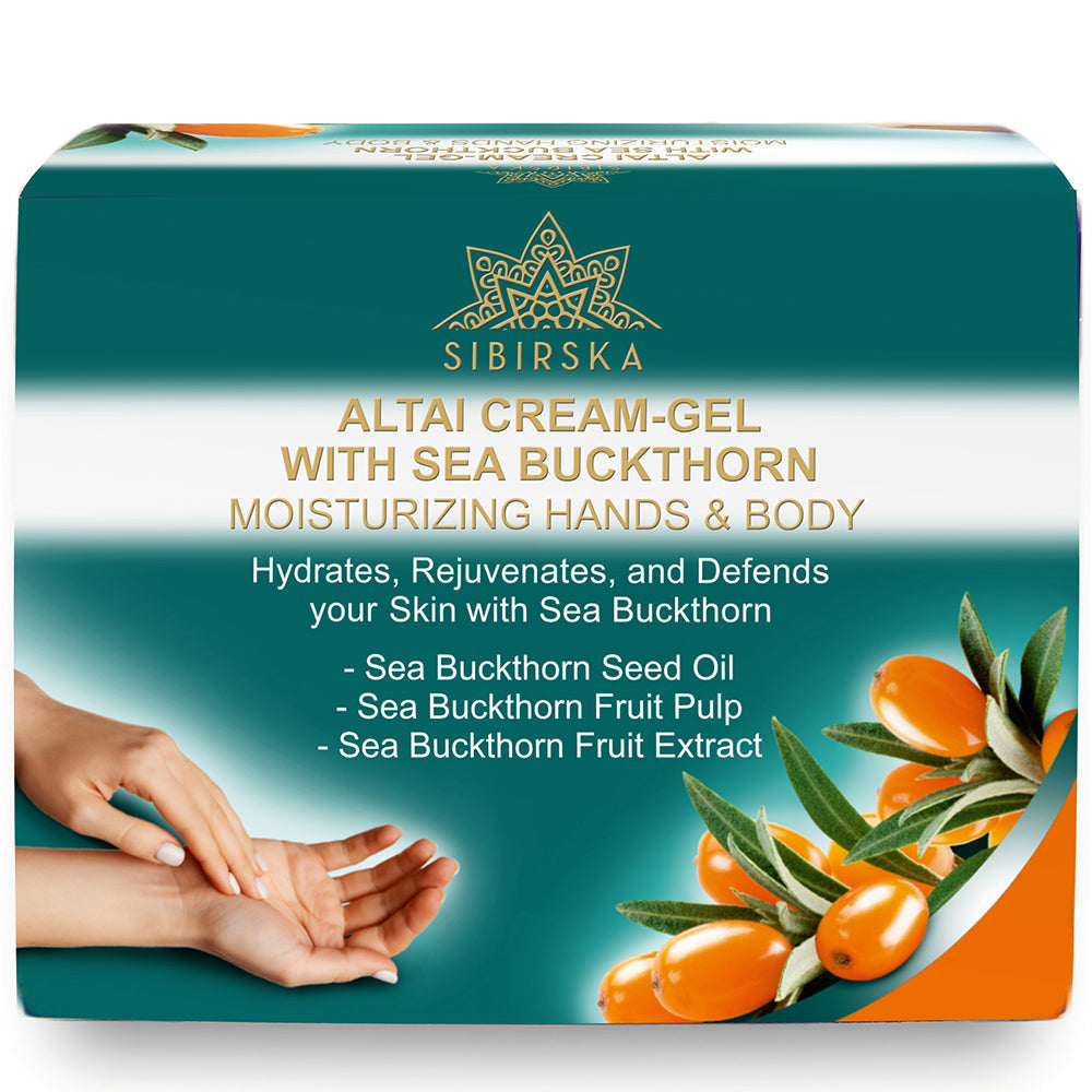 Altai Sibirska Sea Buckthorn Cream Gel for Hands and Body 4 fl oz (120 g) – Fast Absorbing Moisturizer for Dry Skin Premium Omega 7