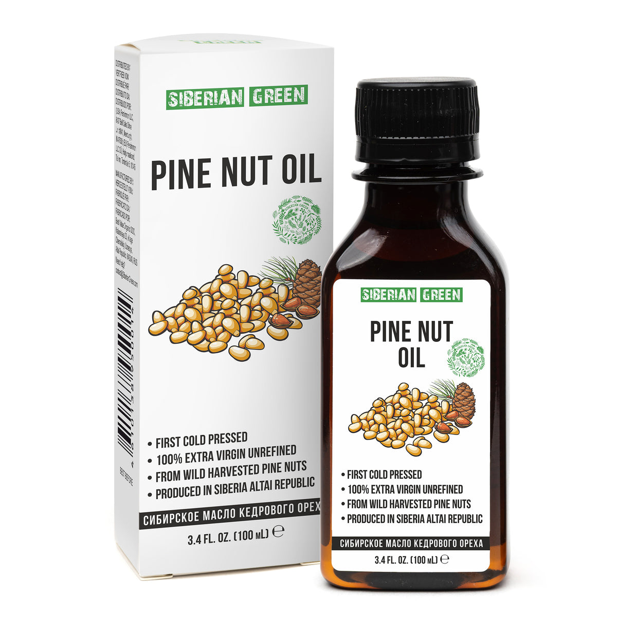 100% Siberian Pine Nut Oil Extra Virgin First Cold Pressed Premium 100ml 3.4oz