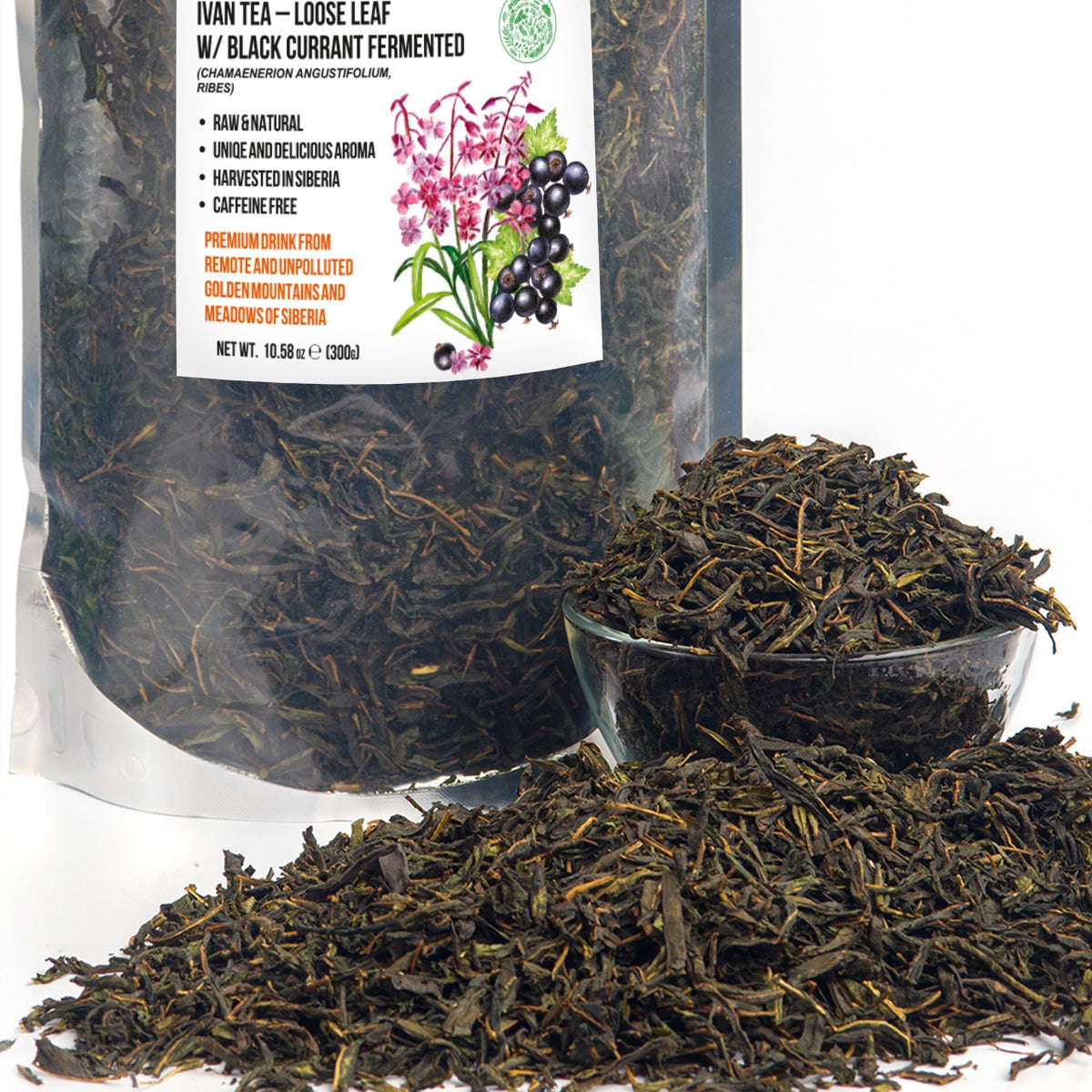 Siberian Fermented Loose Leaf Tea – Ivan Tea with Black Currant – 300g