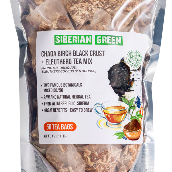 Chago Root Chaga and Eleuthero Root Tea – 50 Bags | Siberian Green - Siberian ...