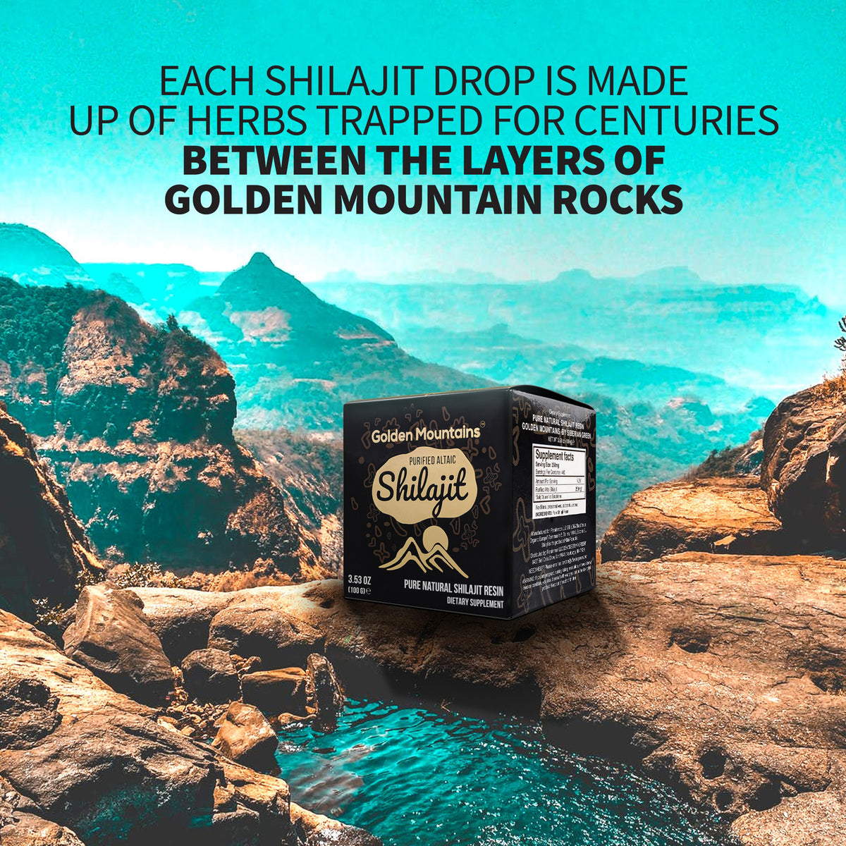 Golden Mountains Shilajit Resin 100g | Pure Natural Altai