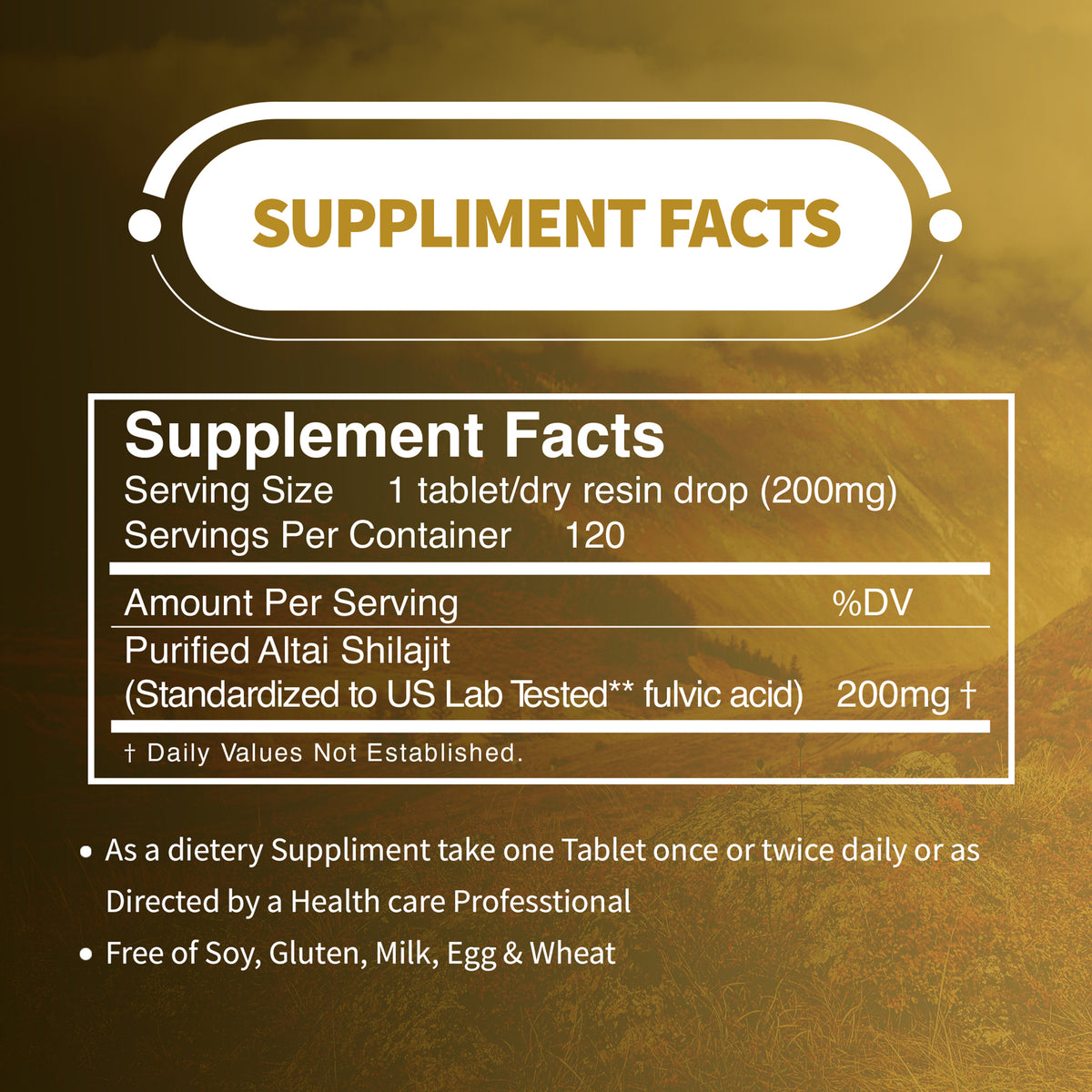 Golden Mountains Shilajit Dry Drops – 120 Tablets