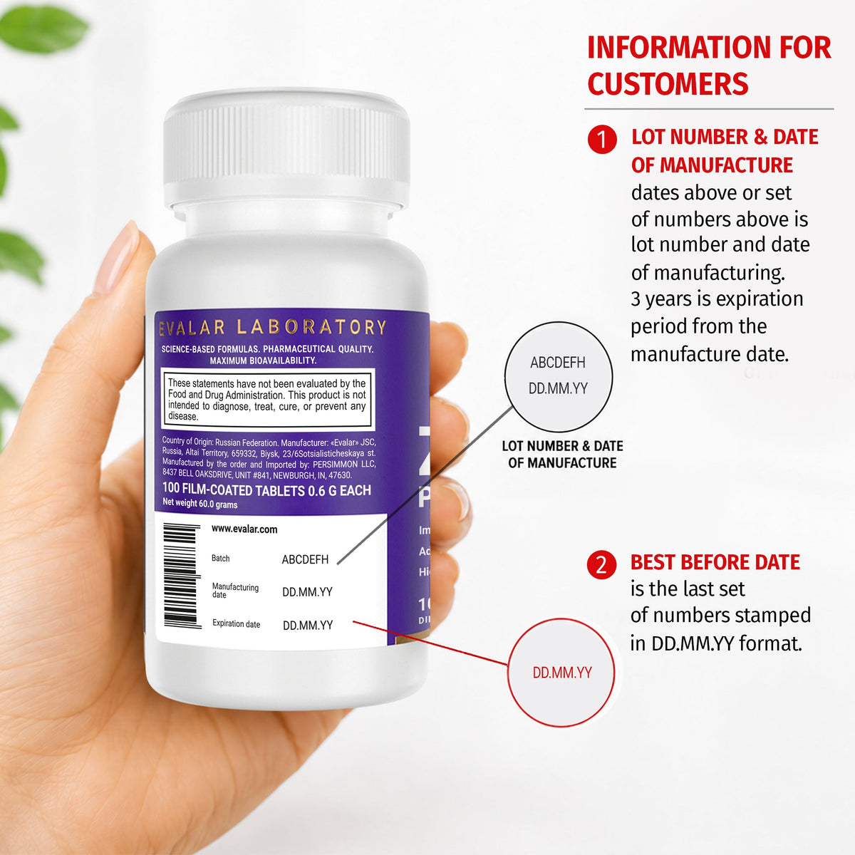 Evalar Zinc Picolinate 50 mg 100 Tablets