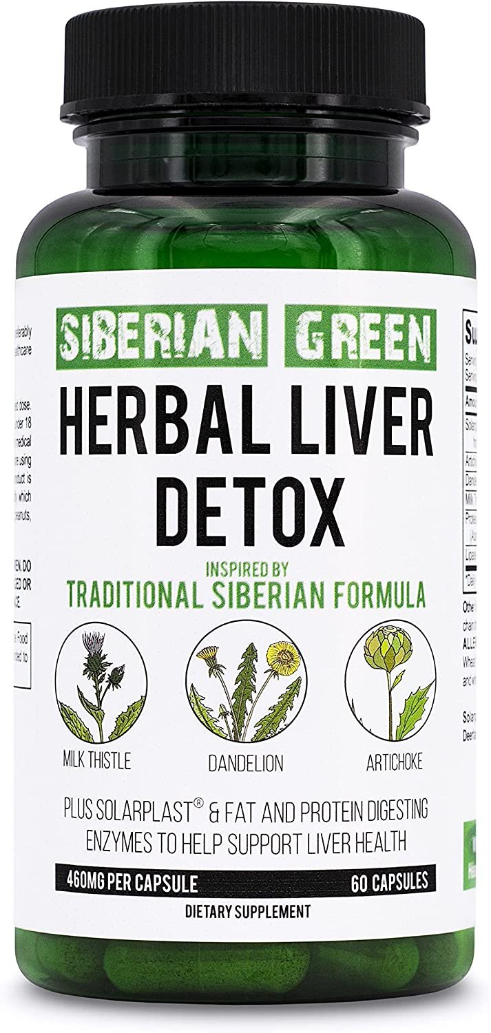 Herbal Liver Detox Siberian Green 60 Caps - Milk Thistle Artichoke Dandelion
