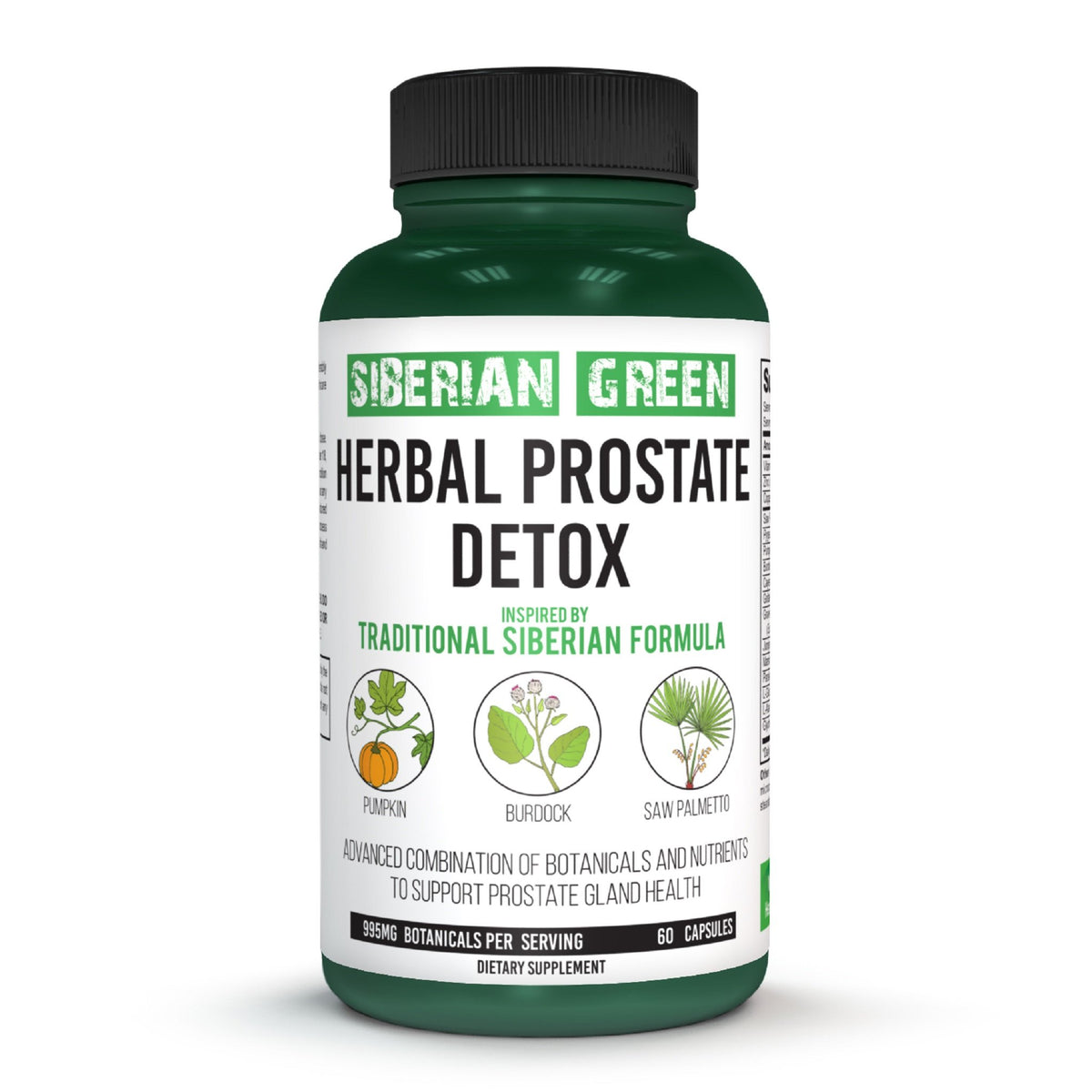 Siberian Green Herbal Prostate Detox 60 Capsules – Saw Palmetto Burdock Pumpkin Traditional Siberian Formula