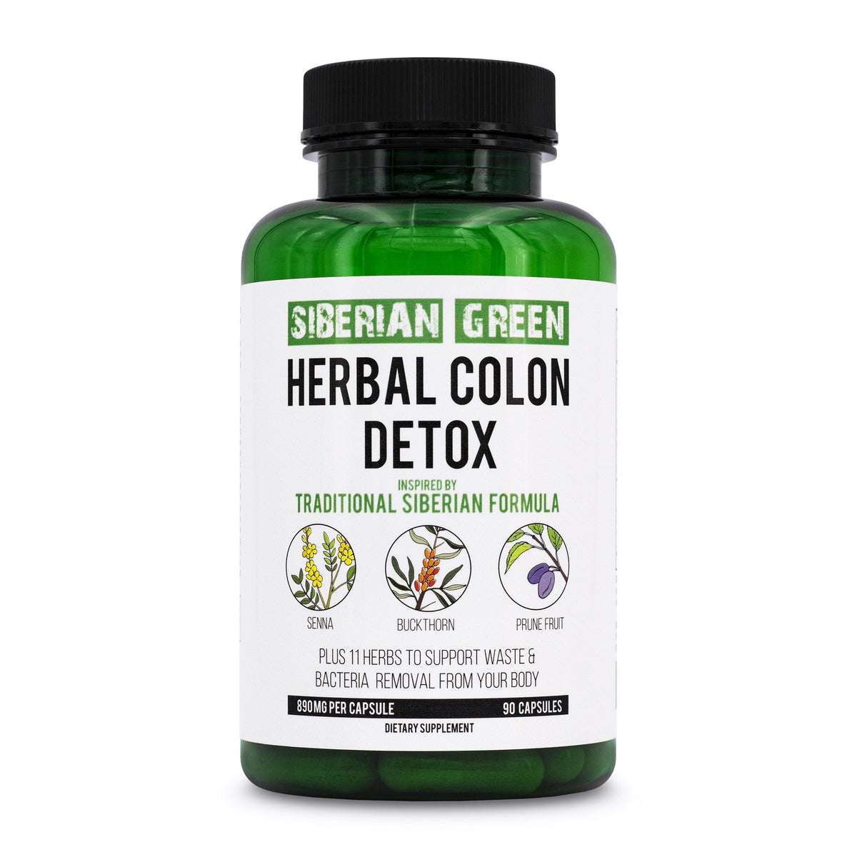 Herbal Colon Detox with Senna Buckthorn Prune Fruit 90 Capsules – Traditional Siberian Formula