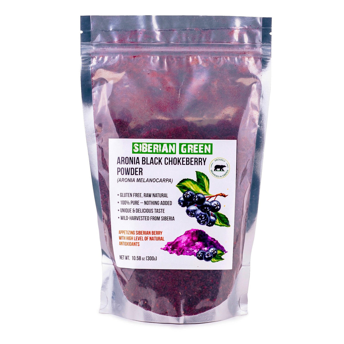 Aronia Black Chokeberry Baies séchées en poudre Jus de thé 300 g (10,58 oz) Melanocarpa sauvage récolté de l&#39;Altaï