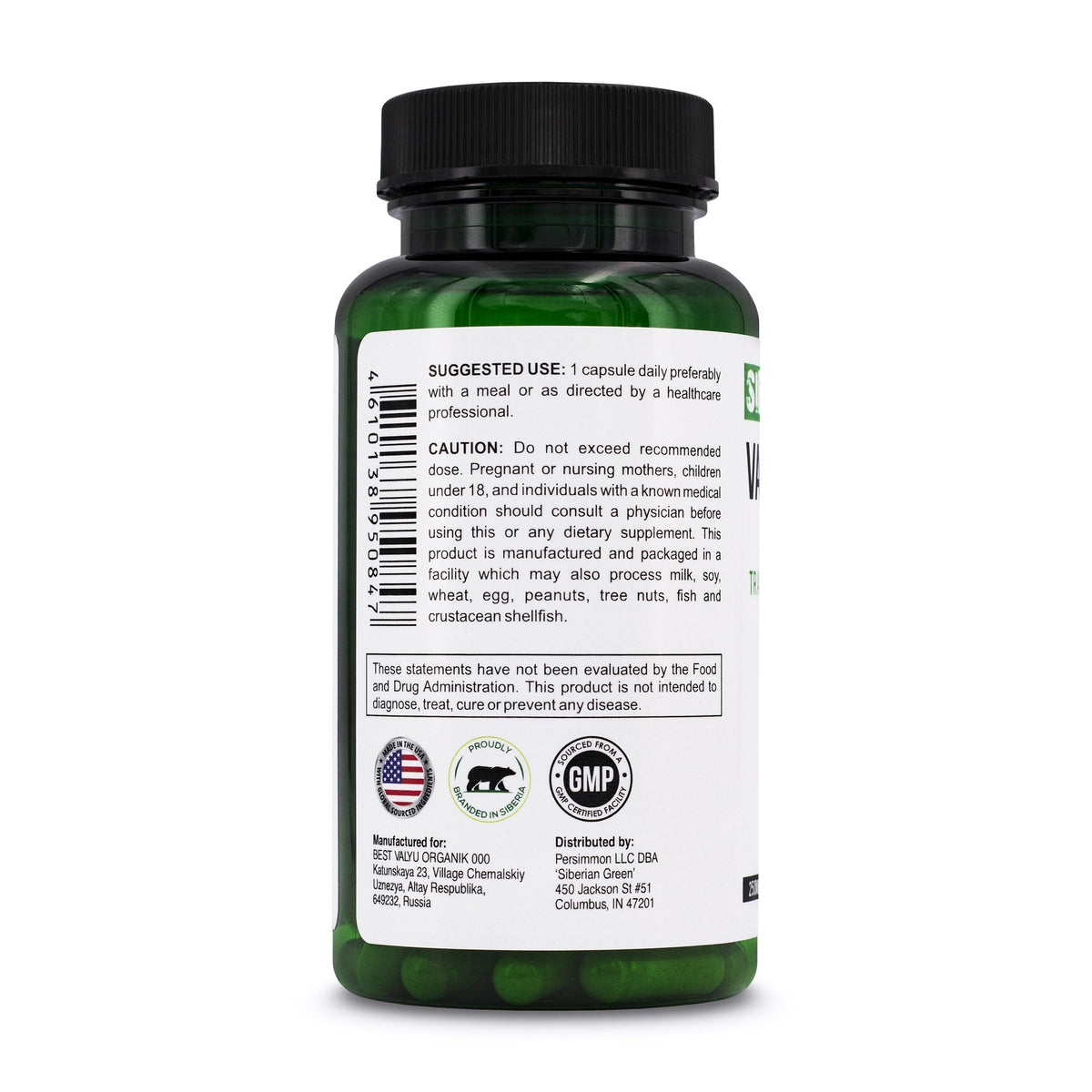 Siberian Green Valerian Root 60 Caps - Extra Strength Valerian Extract for Calming, Sleep Support