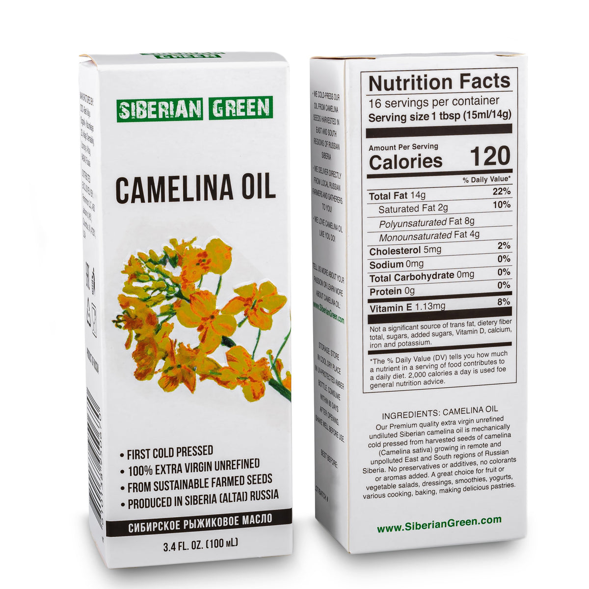 Huile de caméline de Sibérie | Extra Vierge Pressée à Froid 100 ml / 3,4 fl oz | Omega-3 Premium