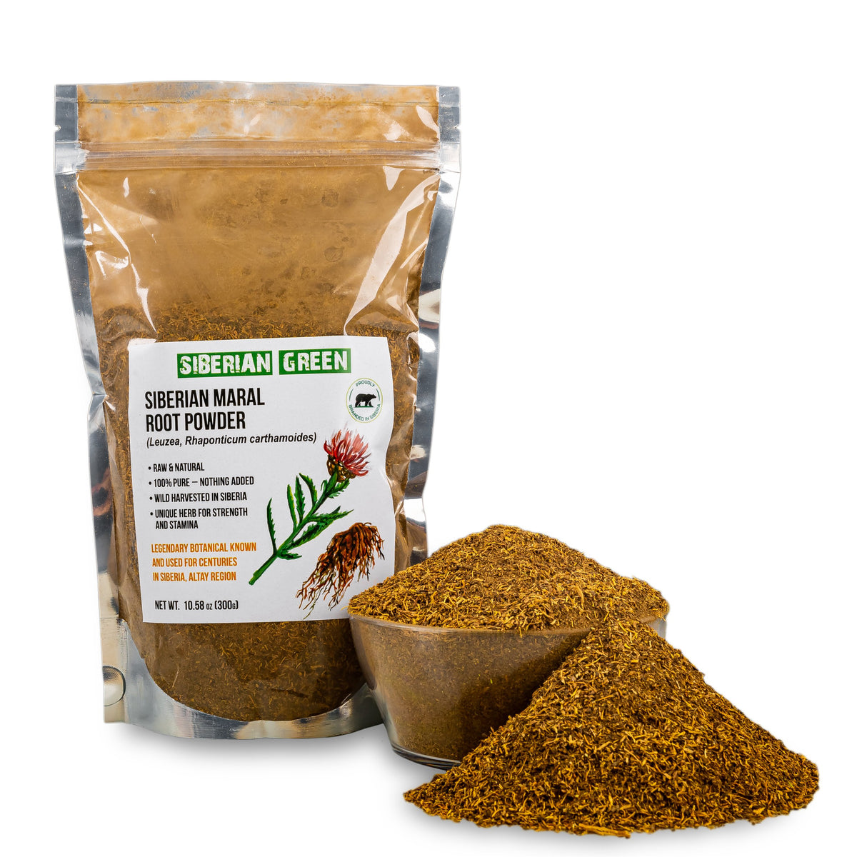 Maral Root Tea Loose Powder 300g (10.58oz) Wild Harvested Leuzea Rhaponticum carthamoides from Altai